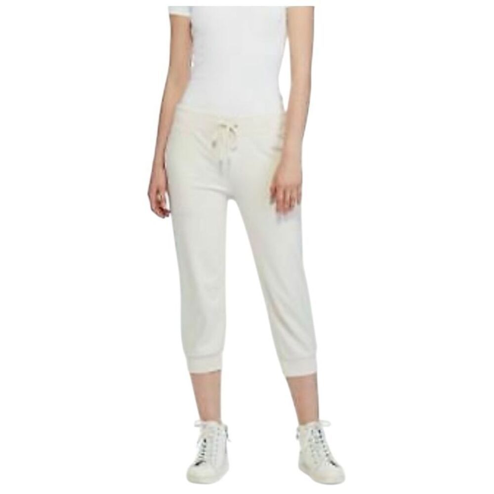 Ralph Lauren ivory beige elastic waist stretch cropped jogger pants SZ M #2504